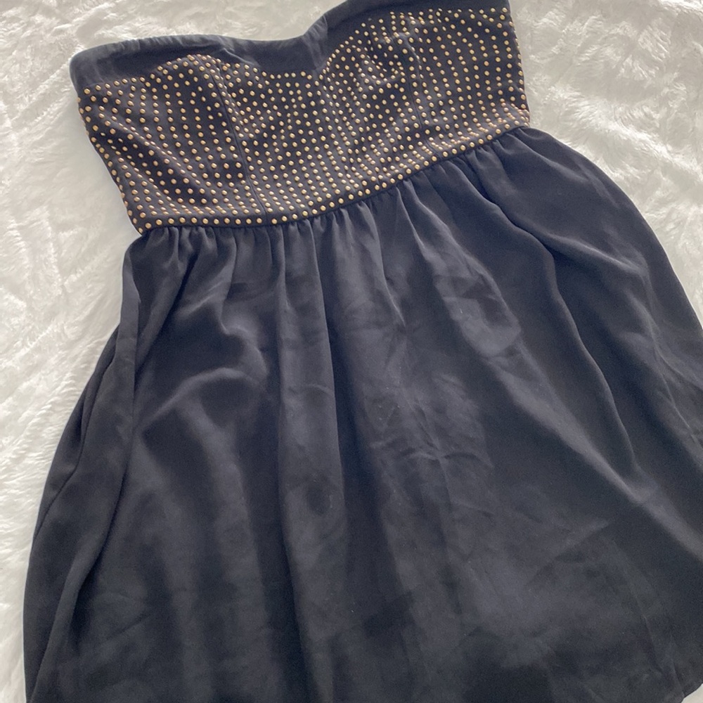 Y2K Sweetheart Bustier Gold Studded Dress